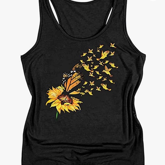 woman butterfly tank tops loose sleeveless soft - Picture 4 of 8